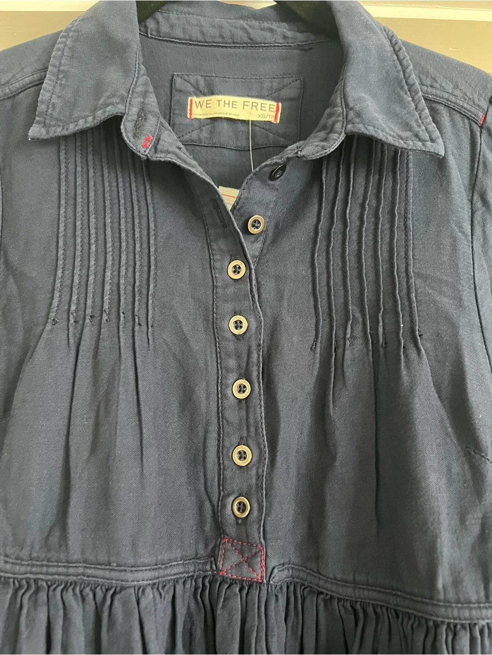 Free People We The Free Down East Denim Mini Dress in Clean Rinse Size XS NWT